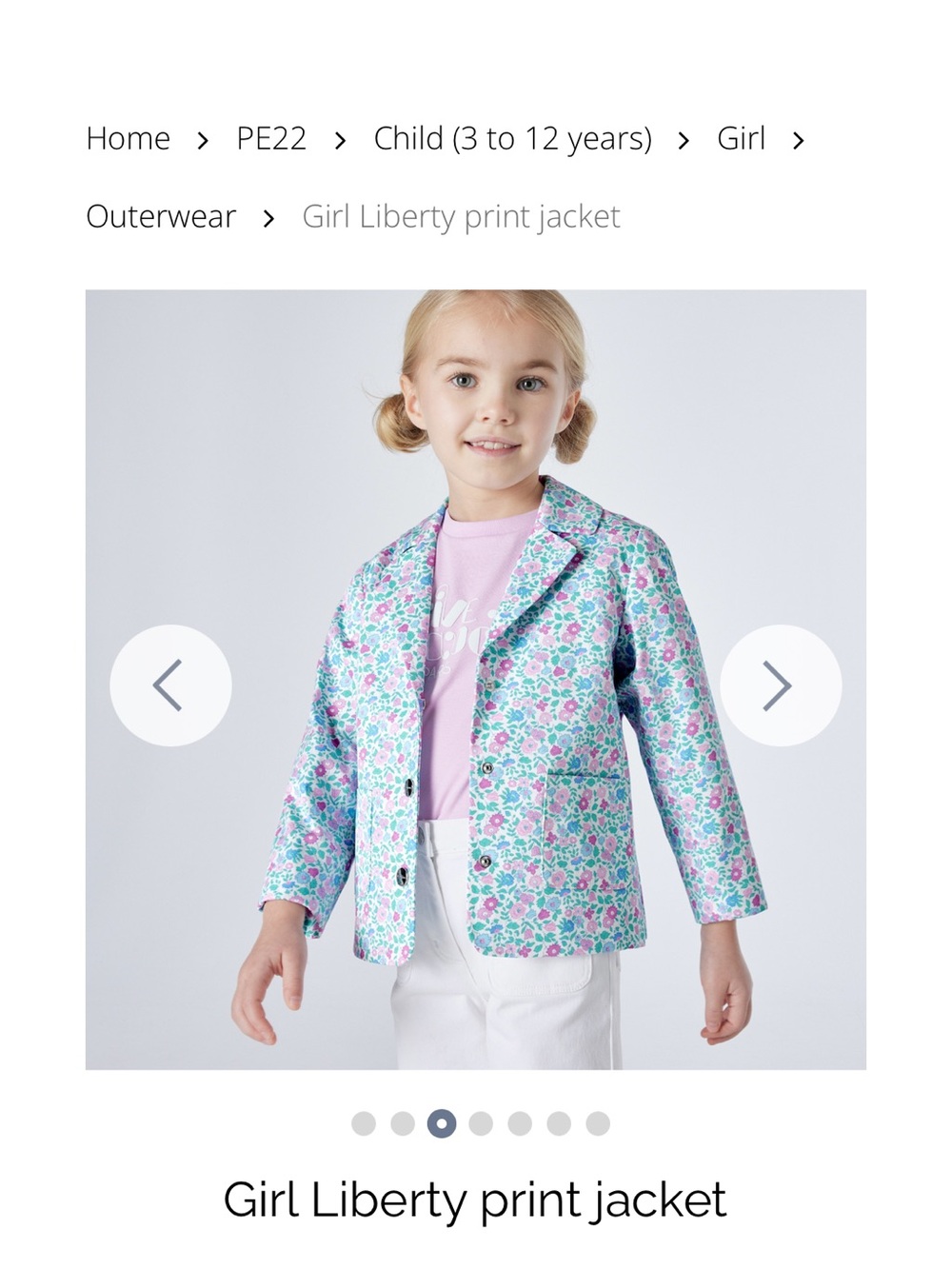 Jacadi Girl Floral Liberty Blazer in Pink and Turquoise